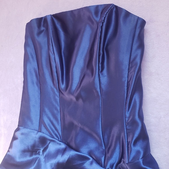 Jessica McClintock Gunne Sax 00s Blue strapless party dress sz 3 new years - Picture 11 of 13